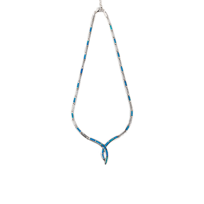 925 con il modello unico di Sterling Silver Greek progetta la collana rotonda di meandro opalino di Bule