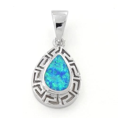 925 con i gioielli fini del pendente di goccia del laboratorio del modello di Sterling Silver Opal Greek online per le donne