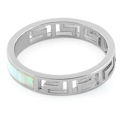 925 con il laboratorio bianco Opal Engagenent Ring For Girls di Sterling Silver High Quality Blue Opal Greek