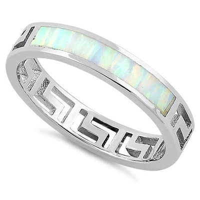 925 con il laboratorio bianco Opal Engagenent Ring For Girls di Sterling Silver High Quality Blue Opal Greek