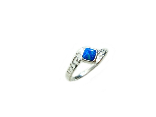 Progettazione moderna Opal Ring For Women blu di Wave di chiave di meandro del greco antico di Sterling Sliver 925