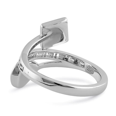 Progettazione moderna Opal Ring For Women blu di Wave di chiave di meandro del greco antico di Sterling Sliver 925