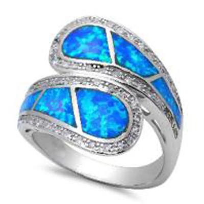 Gioielli blu di Sterling Silver Ring Blue Opal del solido 925 di Opal Greek Key Design Wraparound per gli uomini
