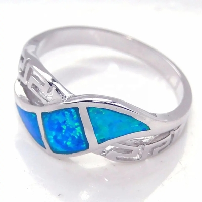 Gioielli blu di Opal Greek Key Design Wraparound 925 Sterling Silver Ring Handmade Opal per le donne
