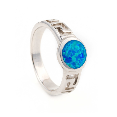 Retro cerchio o quadrato chiave greco Opal Ring For Women di progettazione