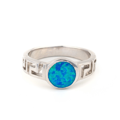 Retro cerchio o quadrato chiave greco Opal Ring For Women di progettazione