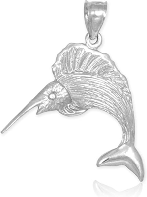 l'oro bianco 14k ha strutturato il regalo del pendente di incanto della perla del pesce vela del Pacifico di vita di mare