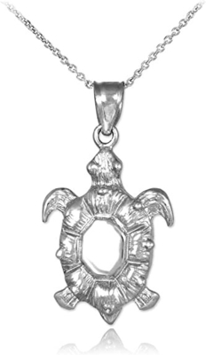 Collana del pendente di Sterling Silver Sea Turtle Animal dei gioielli di Boma, 18 pollici