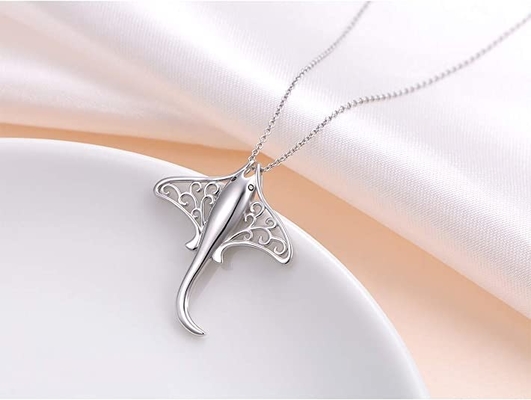 Collana di Sterling Silver Stingray Necklace Manta Ray Turtle Dolphin Charm Tortoise dell'albero 925 di signora