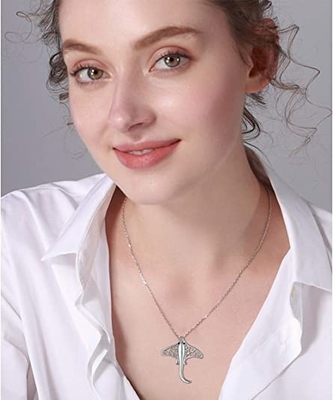 Collana di Sterling Silver Stingray Necklace Manta Ray Turtle Dolphin Charm Tortoise dell'albero 925 di signora