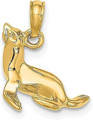14k gioielli fini di vita di mare del pesce del pendente della collana di incanto della guarnizione dell'oro giallo 3 D per i regali delle donne per lei