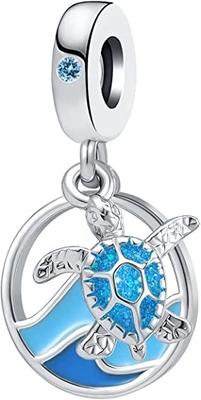 Stelle marine &amp; mare tropicali Shell Hanging Charm - 925 Sterling Silver Beads - braccialetto europeo di incanto della perla di stile