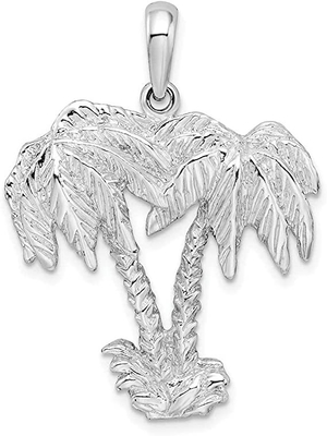Compleanno animale della famiglia di incanto di amore con il pendente di Sterling Silver Polished Palm Tree