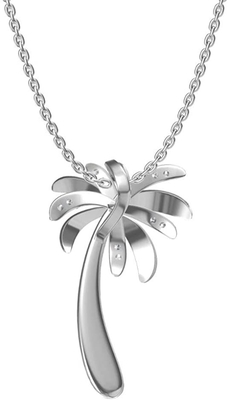 Sorriso d'argento - collana solida del pendente dell'albero di Sterling Silver Beautiful Tropical Palm, con la catena d'ancoraggio 17.5inch per le donne