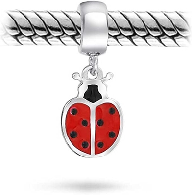 Le coccinelle CZ rossa del bambino della madre del giardino dell'insetto ciondolano la buona fortuna delle perle di incanto