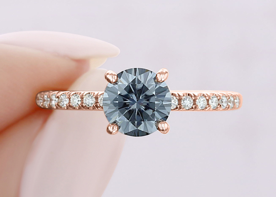 dimensione di Moissanite sviluppata laboratorio materiale Ring Silver Grey Color 1ct 5pcs dell'oro 9K