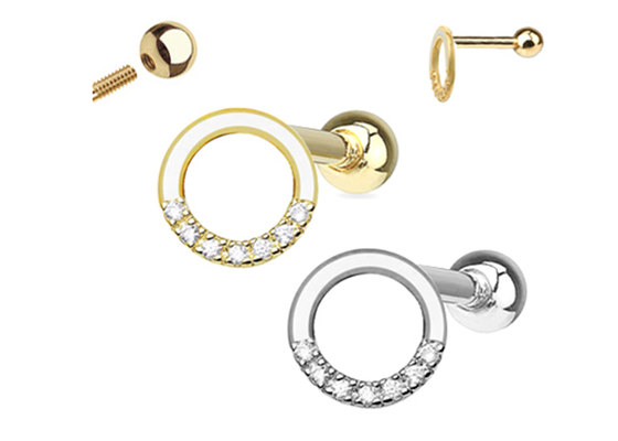 oro Diamond Cartilage Earrings, OEM di 0.126ct 14k degli orecchini dell'elica di piercing 14pcs