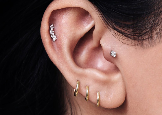 Elica che perfora il Clicker dell'oro 14K per il Tragus 16g-40g della cartilagine