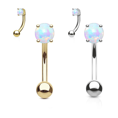 perno del naso dell'oro di lunghezza 18k di 25mm, opale di Ring Piercing With White Fir del naso dell'OEM