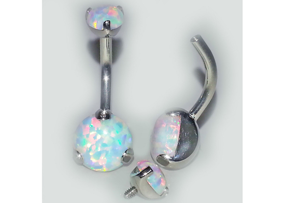 perno del naso dell'oro di lunghezza 18k di 25mm, opale di Ring Piercing With White Fir del naso dell'OEM