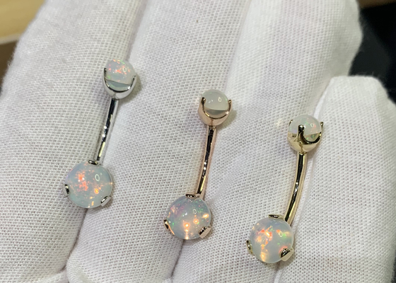 perno del naso dell'oro di lunghezza 18k di 25mm, opale di Ring Piercing With White Fir del naso dell'OEM