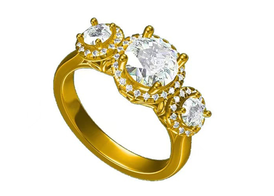 Tipo di pietra RD7MM di alone 2.1ct 3 Diamond Engagement Ring Prong Setting