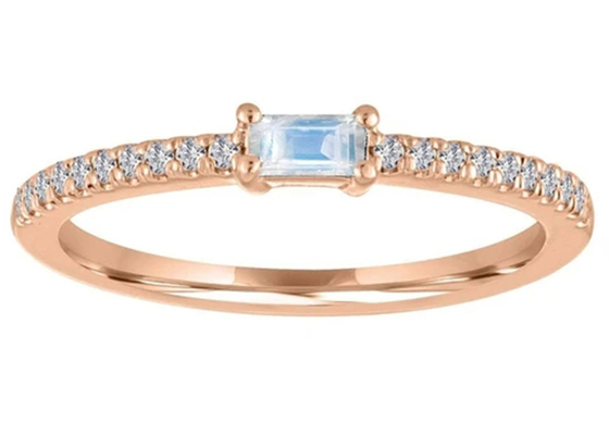Peso blu 0.20ct dell'anello di oro di Moonstone 9K 5×2.5MM per l'impegno