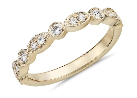 ODM del taglio di giro del witdth dell'oro e di Diamond Stacking Rings 1.5MM di 9K 0.13ct