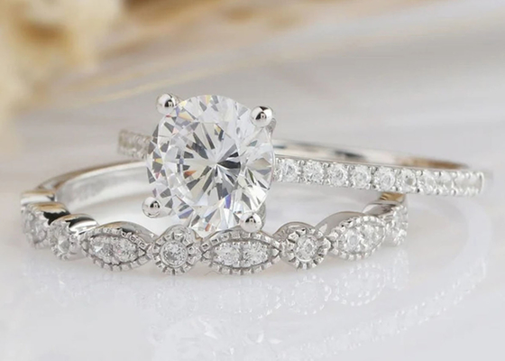 ODM di Diamond Engagement Wedding Rings 1.25CT 6.5mm dell'oro bianco 18K