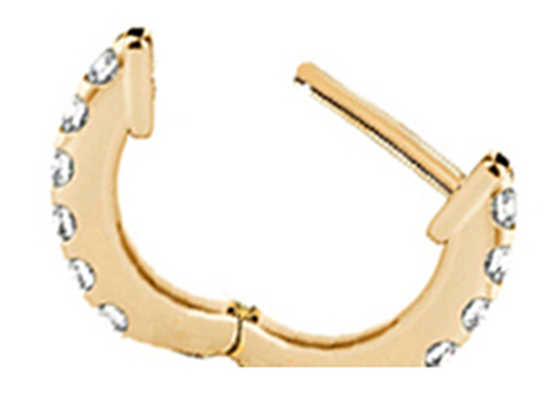 il cerchio perforante degli orecchini dei gioielli del corpo dell'oro di 14k 0.2ct modella il ODM di 8mm per le ragazze delle donne