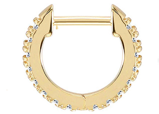 il cerchio perforante degli orecchini dei gioielli del corpo dell'oro di 14k 0.2ct modella il ODM di 8mm per le ragazze delle donne