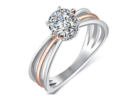 2 anello d'argento di colore di tono 9K con il diamante bianco di 1ct Moissanite