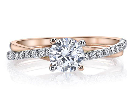 2 diamante 0.81ct di Ring With 6mm Moissanite dell'argento di Tone Color 9K