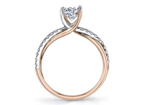2 diamante 0.81ct di Ring With 6mm Moissanite dell'argento di Tone Color 9K