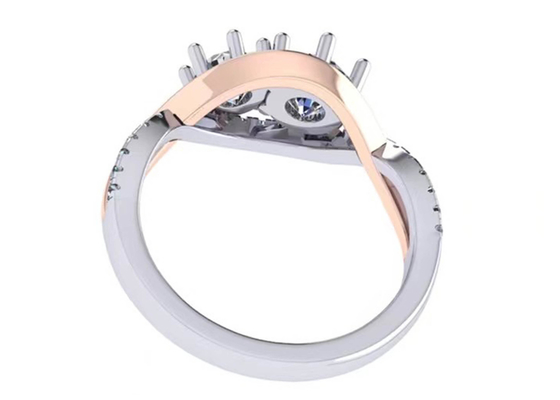 ODM romantico di carati d'argento 2 Tone Color dell'anello 9 del taglio rotondo 9K per nozze