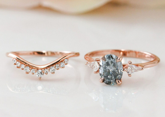 colore grigio dell'anello sviluppato laboratorio 9K di 1ct Moissanite per il ODM di impegno