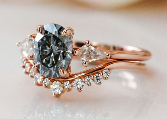 colore grigio dell'anello sviluppato laboratorio 9K di 1ct Moissanite per il ODM di impegno
