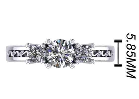 gioielli dell'oro solido di 0.8ct 14k, forcone che mette RD5.85mm Diamond Three Stone Ring