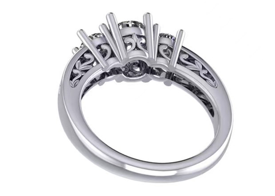 gioielli dell'oro solido di 0.8ct 14k, forcone che mette RD5.85mm Diamond Three Stone Ring