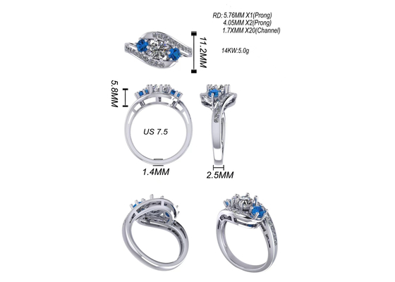 0,8 carati Topaz Ring Prong Setting Type blu naturale per l'impegno