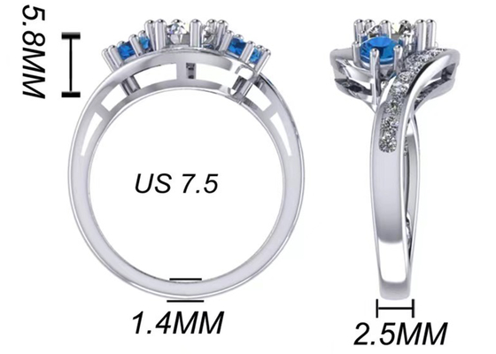 0,8 carati Topaz Ring Prong Setting Type blu naturale per l'impegno
