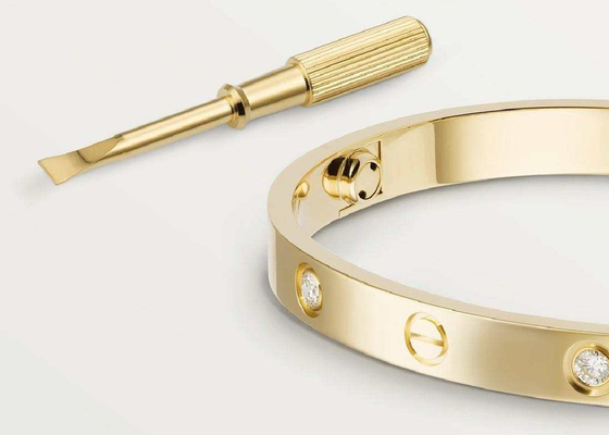 oDM naturale di Diamond Love Bracelet dei gioielli dell'oro solido di 0.42ct 38.05g 18K