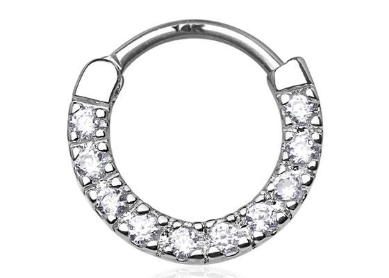 Anello provvisto di cardini senza cuciture del Clicker della cartilagine, anello di naso dell'oro bianco 14k