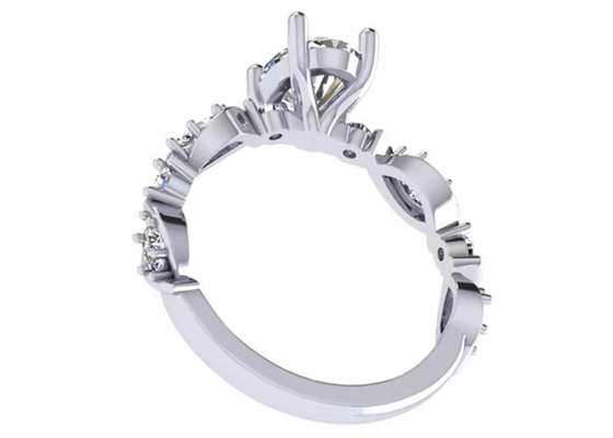 oro bianco 18k Diamond Engagement Ring, ODM di 6.4mm dell'OEM ovale di Diamond Ring di forma