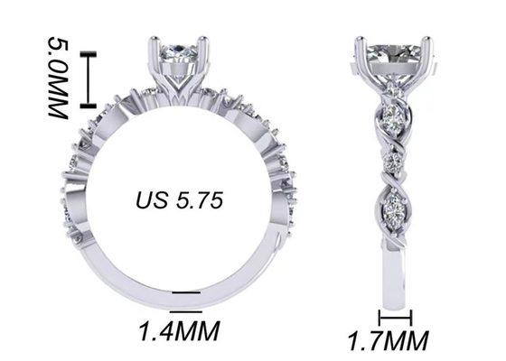 oro bianco 18k Diamond Engagement Ring, ODM di 6.4mm dell'OEM ovale di Diamond Ring di forma