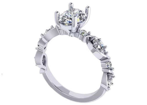 oro bianco 18k Diamond Engagement Ring, ODM di 6.4mm dell'OEM ovale di Diamond Ring di forma