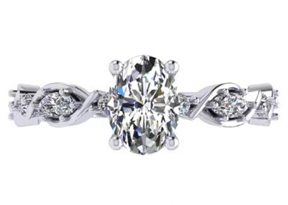 oro bianco 18k Diamond Engagement Ring, ODM di 6.4mm dell'OEM ovale di Diamond Ring di forma