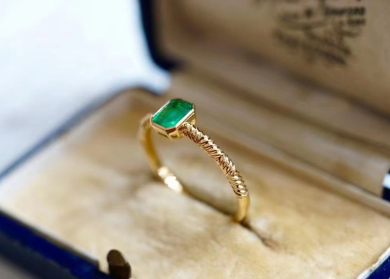 0.51ct Emerald Ring verde naturale, 18K oro Diamond Ring per nozze