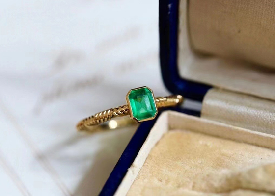0.51ct Emerald Ring verde naturale, 18K oro Diamond Ring per nozze