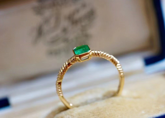 0.51ct Emerald Ring verde naturale, 18K oro Diamond Ring per nozze